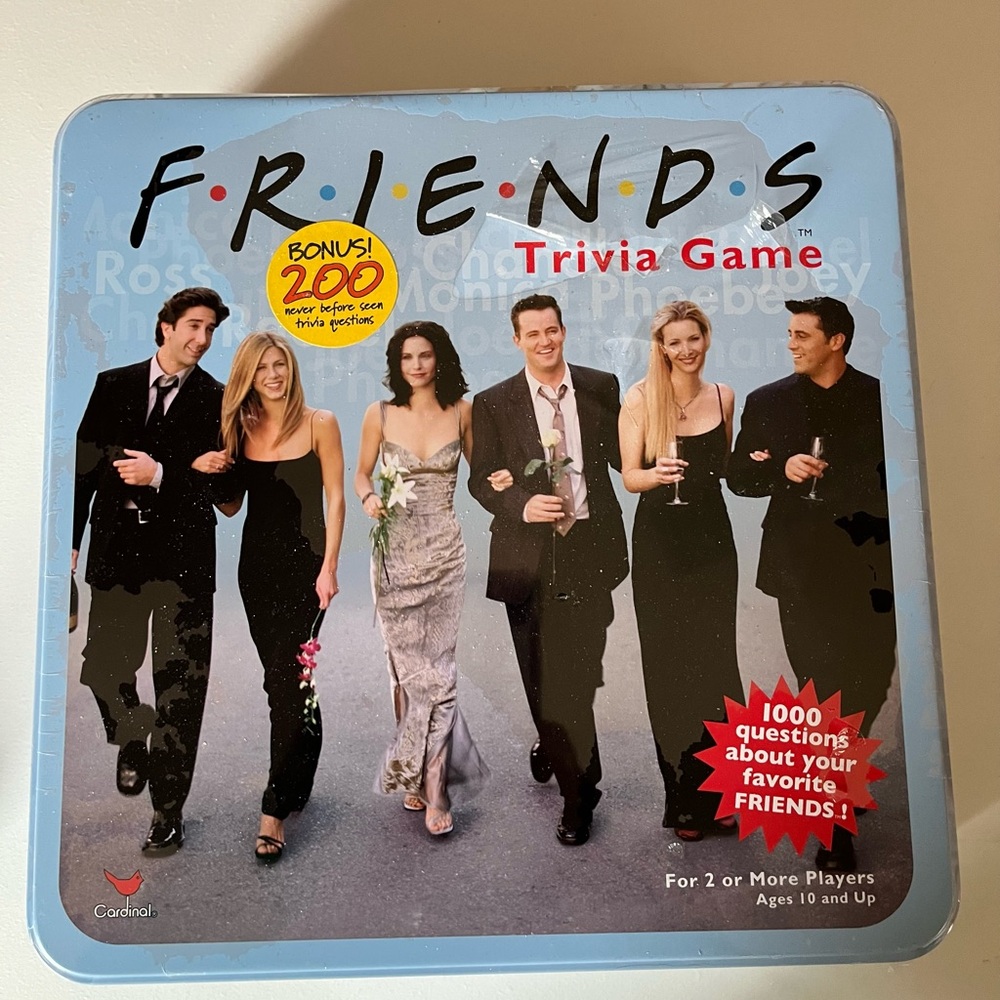 Vintage New Sealed NBC Friends Trivia Game Blue Collectors Tin 2002 TV Show